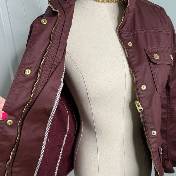 J. Crew waxed cotton Downtown Field Jacket burgundy size XS - Picture 3 of 9